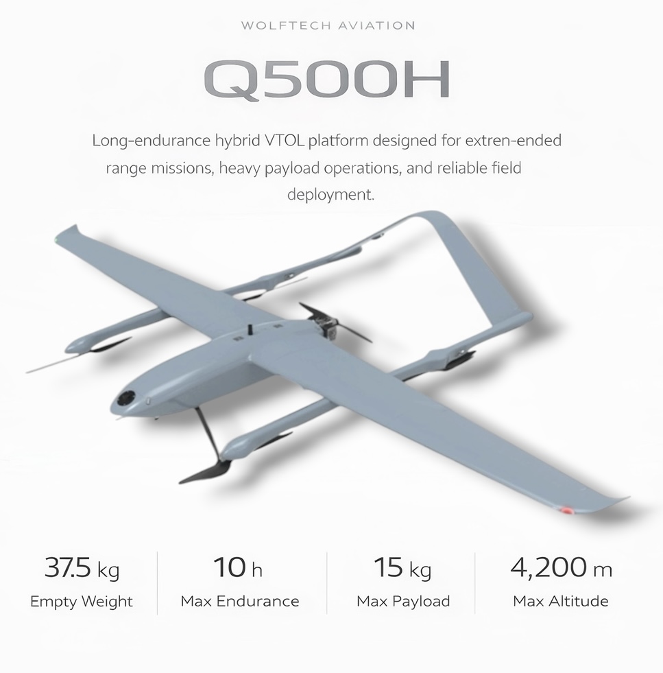 Q500H - Heavy Lift Long Range Hybrid VTOL 1