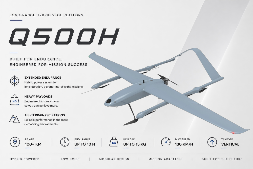 Q500H - Heavy Lift Long Range Hybrid VTOL 1